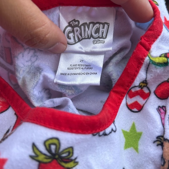 Grinch Kids Pajamas - White with Red and Green - Picture 4 of 4